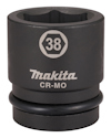 Svart krafthylsa med texten "38 Makita CR-MO" i vit färg på sidan.