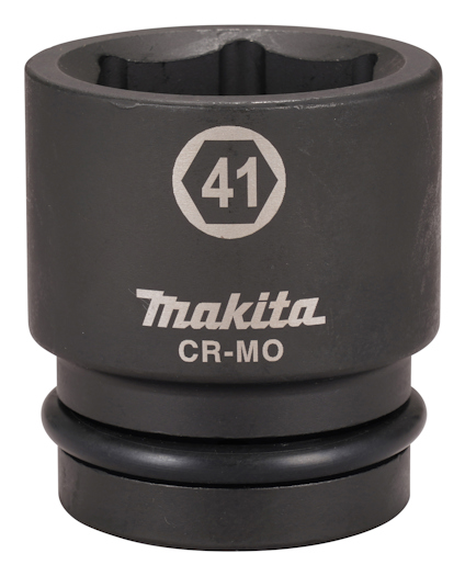 Krafthylsa med texten "41" och "Makita CR-MO" på sidan, svart yta och sexkantig öppning.