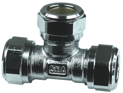 T-RÖR KOPPAR 15MM FÖRKROMAT