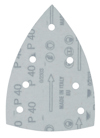 Triangulärt slippapper med kardborrefäste och sex hål, markerat med texten "P 40" och "MADE IN ITALY".