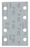 Sandpapper med flera hål, märkt "P 60" i ett mönster över hela ytan.