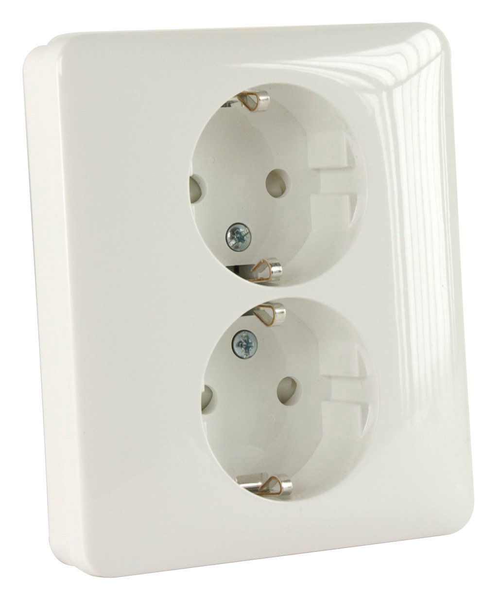 VÄGGUTTAG 2-V JORD INF EXXACT VIT BLISTER - Schneider Electric