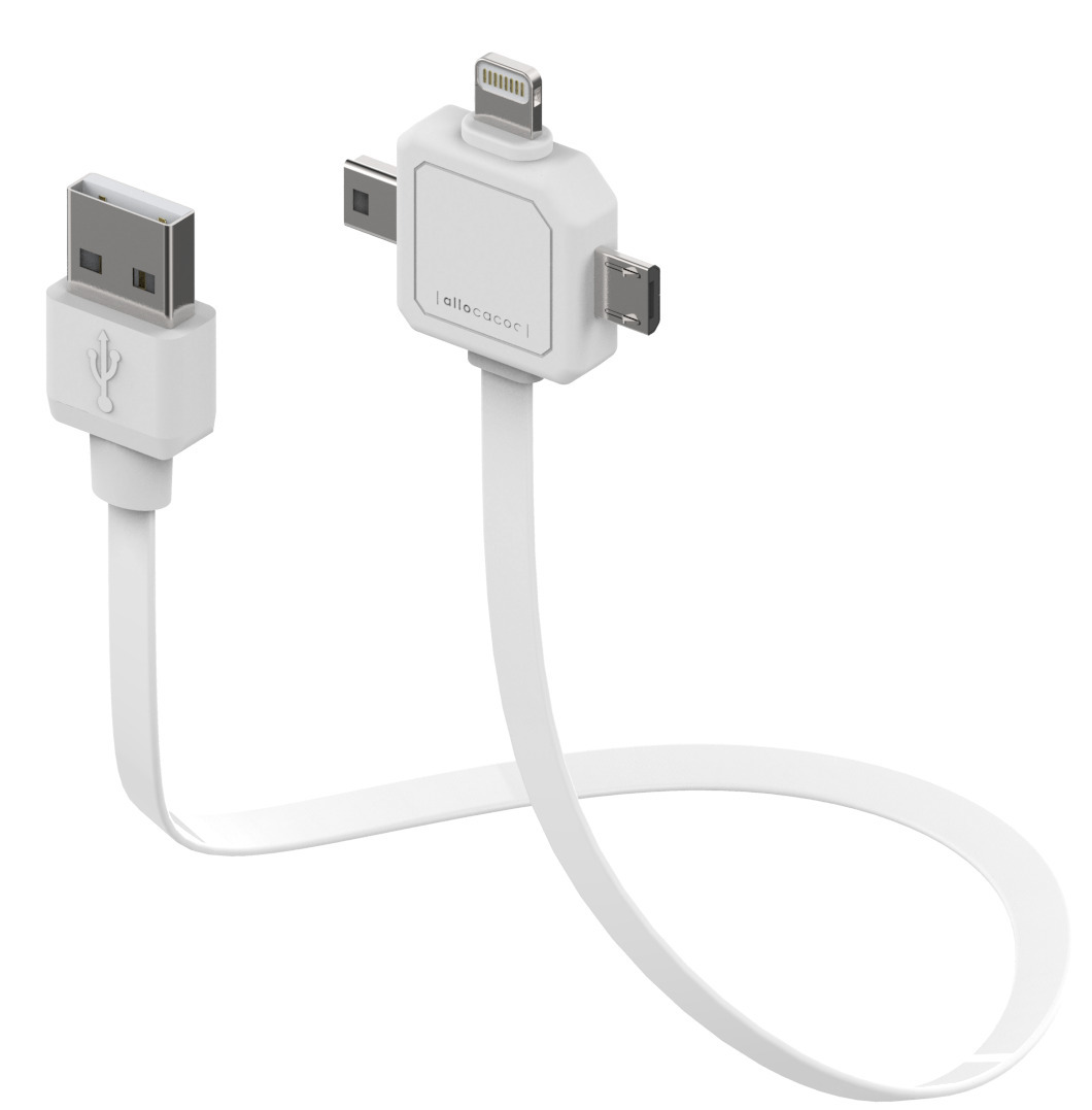 LADDKABEL USB 1.5M 3 VÄGS LIGHTNING MICRO-USB USB-C - Allocacoc