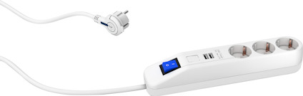 GRENUTTAG 3+2 KOMBI 3M M BRYT VIT 3 JORD + 2 USB A H05VV-F