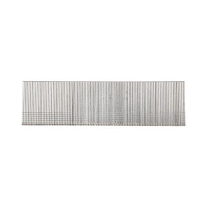 En rektangulär remsa av smala, silverfärgade dyckertspikar i ett jämnt arrangerat mönster.
