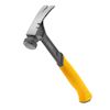 En hammare med gul handtag och metallhuvud, märkt "Dewalt".