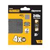 Förpackning med DeWalt slippapper, 240G, 115x115 mm, x5, med varumärkesloggor och produktdetaljer.