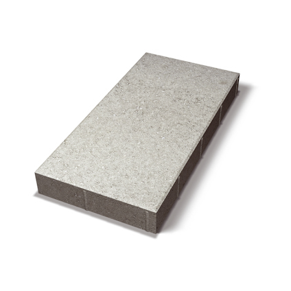En rektangulär, grå betongplatta med en slät, fasad yta.