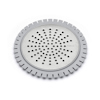 Rund sil i metall med många cirkulära hål, designad med en tandad kant. Texten "PUREA" syns.