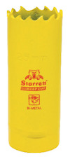 Gul hålsåg i bimetall med tandad kant, text "Starrett Deepcut" och märke synliga.