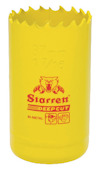 Gul hålsåg med tandad kant och tryckt logotyp "Starrett DEEP CUT".