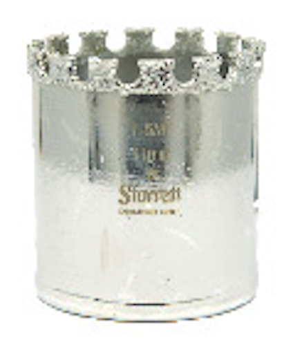 Silverkromad hålsåg med tandning och texten "1-5/8 41mm Starrett Diamond Grit".