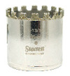 Cylindrisk metallhålsåg med diamantbelagda tänder och texten "Starrett Diamond Grit 46mm".