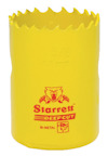 Gul hålsåg i bimetall med tandad kant, märkt "Starrett DEEPCUT BI-METAL" i rött.