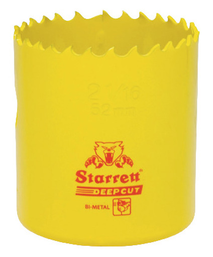Gul bimetall hålsåg med texten "Starrett Deepcut" och en tigerlogotyp.