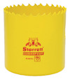 Gul hålsåg med räfflade eggar och texten "Starrett DEEPCUT BI-METAL" samt logotyp i rött.