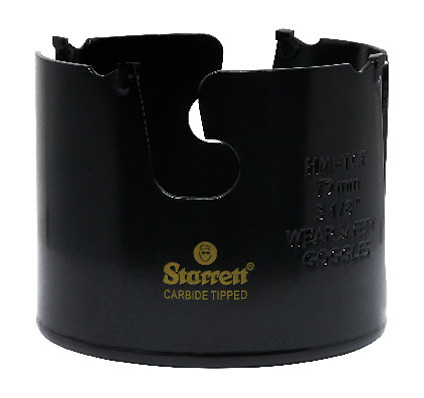 Svart hålsåg med text "Starrett carbide tipped".