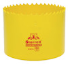 Gul hålsåg med tandad kant, text "Starrett DEEPCUT BI-METAL" tryckt på sidan i rött.