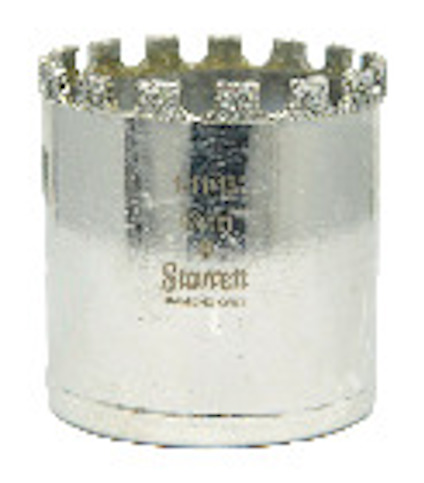 Hålsåg med diamantbeläggning och tandad kant, märkt "Starrett DIAMOND GRIT".