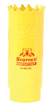 Gul hålsåg med texten "Starrett Fast Cut Bi-Metal" och tandad kant.