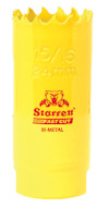 Gul hålsåg med tandad kant och texten "15/16 24mm Starrett Fast Cut Bi-Metal" ingraverad.