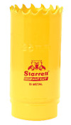 Gul hålsåg i bimetall med tandad kant och röd text "Starrett Fastcut BI-METAL" samt en tigerlogotyp.
