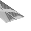 Metallisk skarvlist i silver med parallella linjer och reflekterande yta.