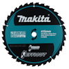 Sågklinga med svart och turkos design, vita markeringar och texten "Makita EFFICUT" samt tekniska specifikationer.