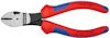 Sidavbitare med röd/blått handtag och texten "Knipex" samt specifikationer på ena skänkeln.