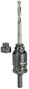 Metallborradapter med borrspets och avtagbar del på vit bakgrund.