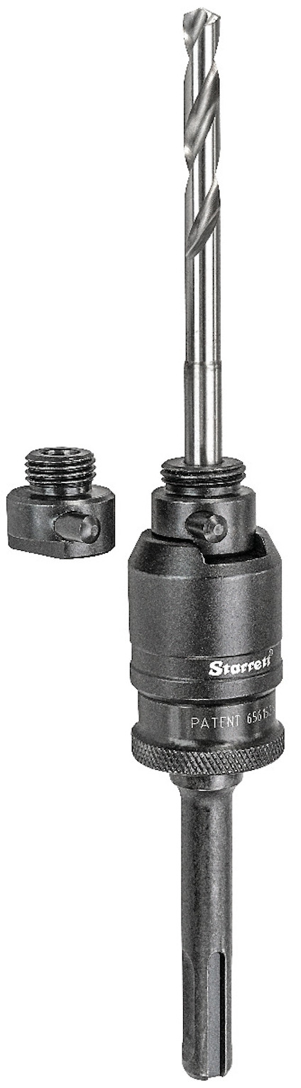 Metallisk borradapter med SDS-fäste och spiralborr, samt en separat skruvdel.