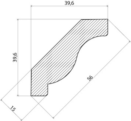 Svart silhuett av en abstrakt, böjd och vinklad form på vit bakgrund.