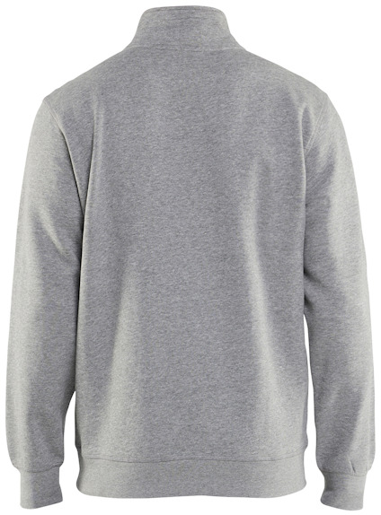 Grå sweatshirt med lång ärm, sedd bakifrån.