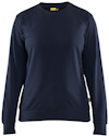Mörk marinblå sweatshirt med lång ärm och rund halsringning, etikett i nacke och sidosöm.