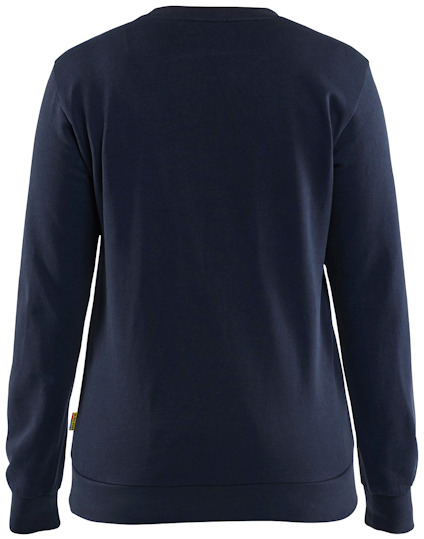 Mörkblå sweatshirt sedd bakifrån med rund hals och långa ärmar.