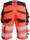 Orange arbetsshorts med reflexband, svart förstärkning och fickor.