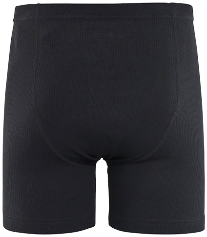 Svarta boxerkalsonger med resår i midjan, sedd bakifrån.