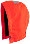 Röd huva med reflexdetalj och svarta snören, avsedd för Blåkläder, storlek 4XL/5XL.