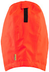 Orange klädesplagg med svart kardborreband och en etikett med texten "Fristads".