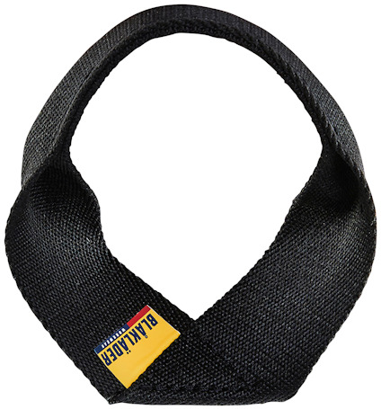 Svart hammarhållare i tyg med Blåkläder-logotyp i gult, blått och rött.
