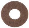 Brun, cirkulär golvrondell med fiberrik yta och centralt hål.