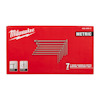 Röd förpackning med texten "Milwaukee" och "7 PC. T-BAR HANDLE WITH SWIVEL SOCKET SET". Visar ett set med hylsnycklar.
