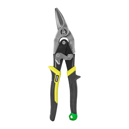 Metallsax med svart och grönt handtag, samt silverfärgat skärhuvud.