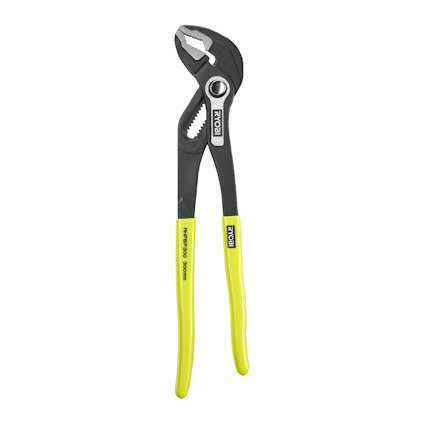 Polygriptång med gröna handtag och justerbart griphuvud, märkt med "RYOBI" på handtaget.