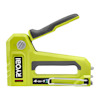 Grön och svart häftpistol med handtag, märkt "RYOBI" och "4-in-1".