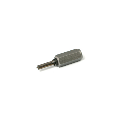Cylindrisk metallbit med en spetsig ände och sexkantigt fäste, som används inom byggindustrin.