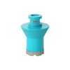 Turkos diamantborr med cylindrisk form och grovt texturerad yta.