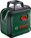 Grön Bosch laserpass med röd på-knapp och svart gummikant.