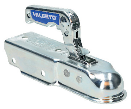 Kulkoppling i metall med handtag där texten "VALERYD" syns.