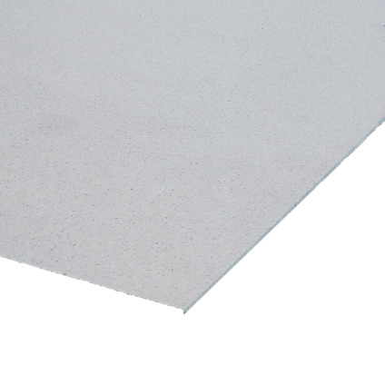 Grå byggskiva med slät yta och tunna kanter.